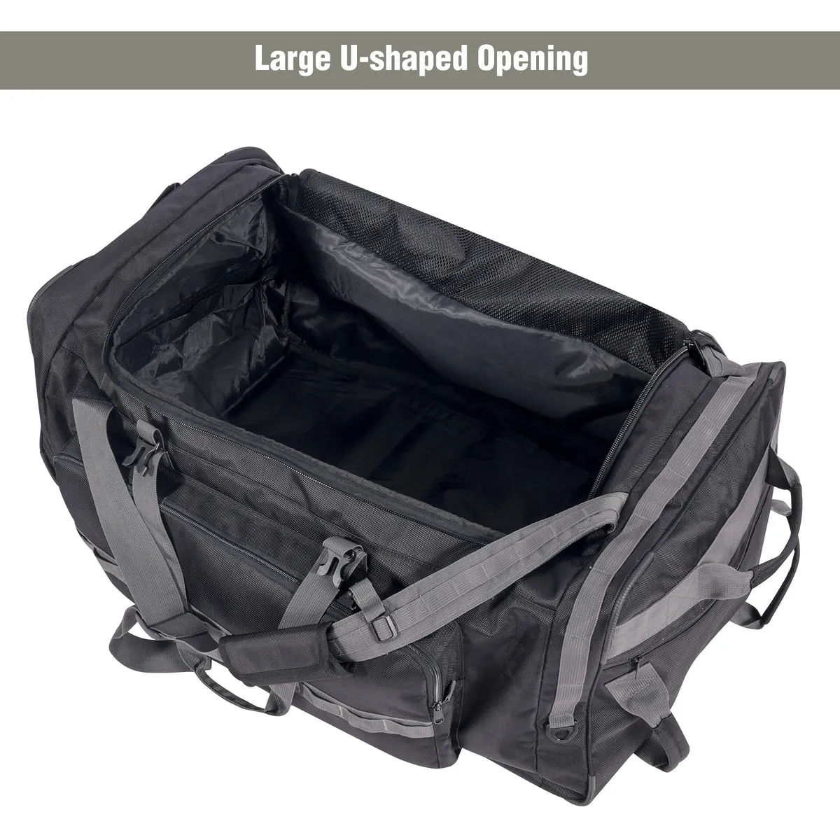 140L Tactical Duffle Bag with Wheels and Backpack Straps