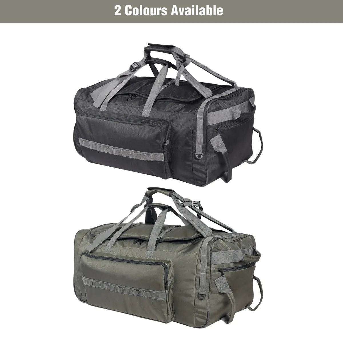 140L Tactical Duffle Bag with Wheels and Backpack Straps