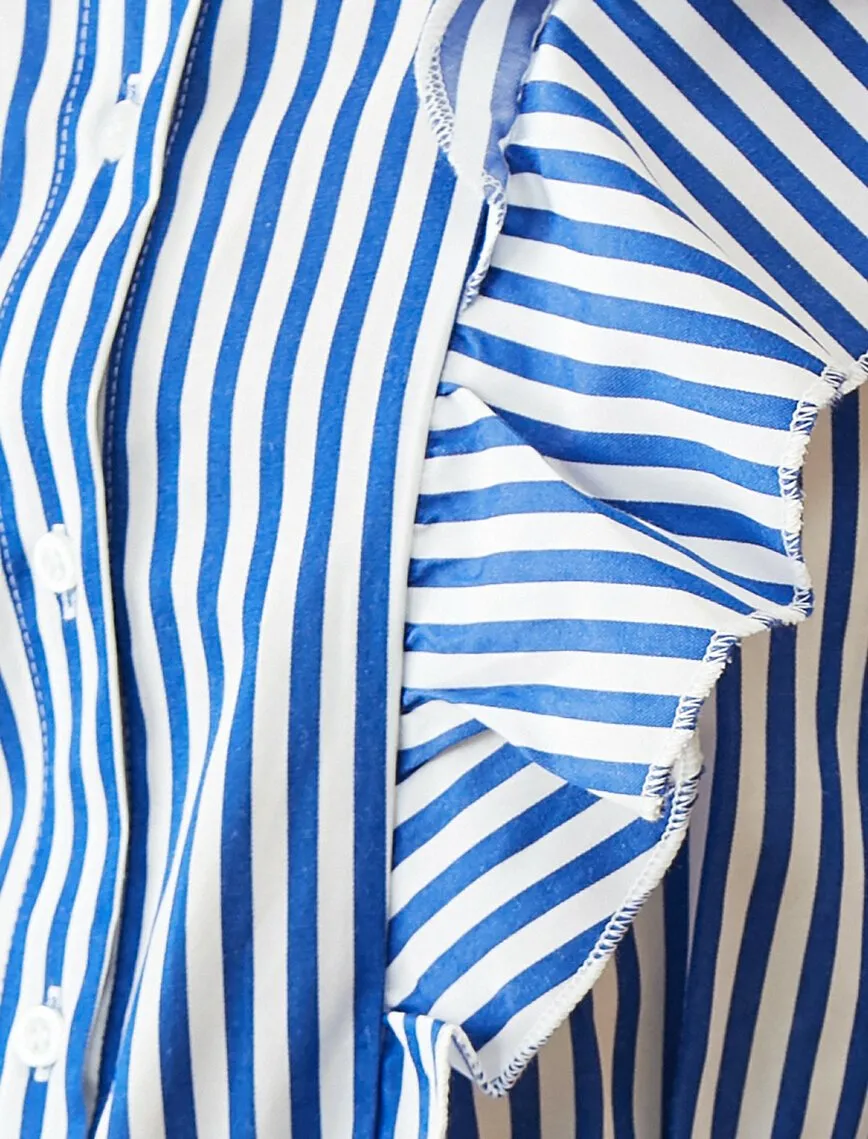 15081 Blue Striped Shirt Dress