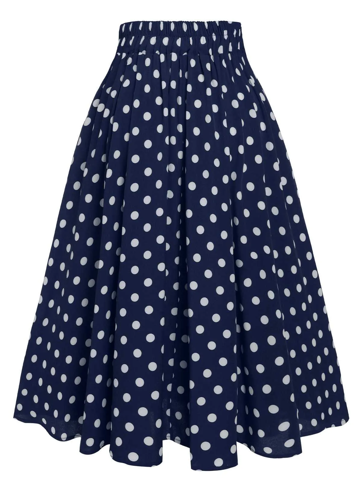 1930s High Waist Contrast Polka Dots Skirt