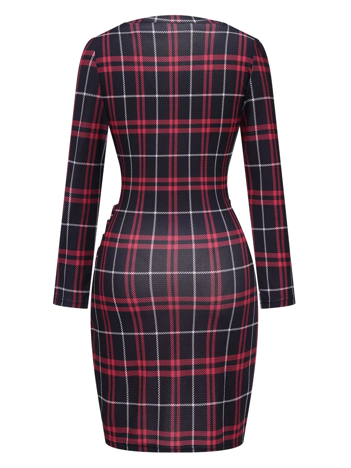 1960s V-Neck Tartan Plaids Wrap Dress