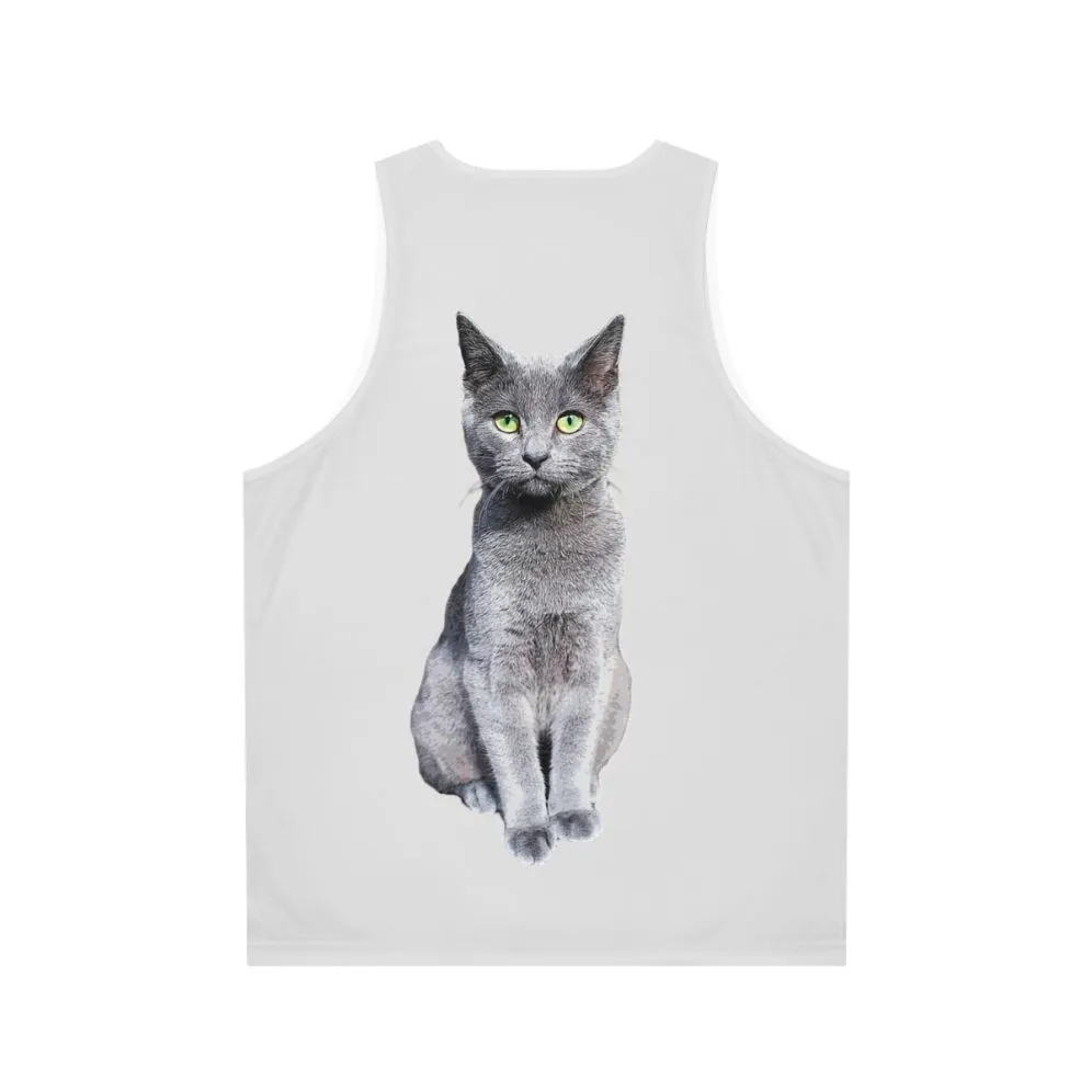 Adorable Russian Blue Cat Kitten Unisex Tank Top