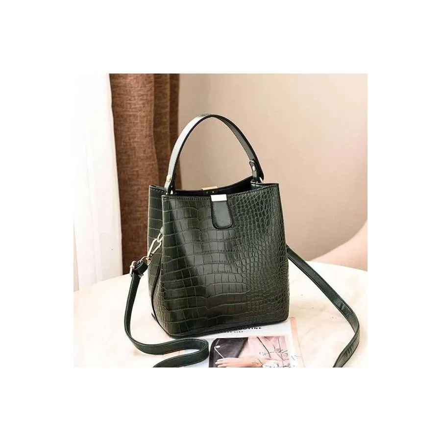 Alligator Chic Retro Leather Shoulder Bag