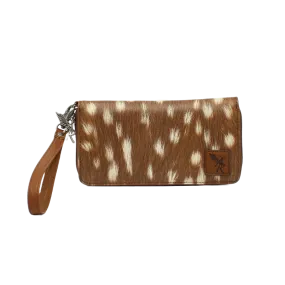 Angel Ranch Brown Deer Print Clutch Wristlet Bag D330000902