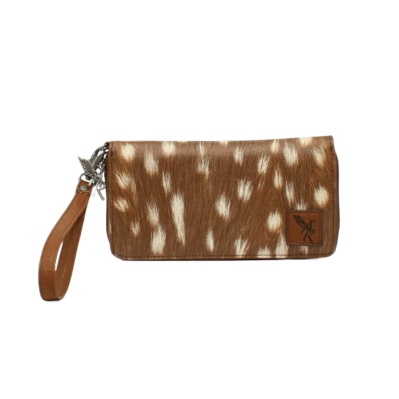 Angel Ranch Brown Deer Print Clutch Wristlet Bag D330000902