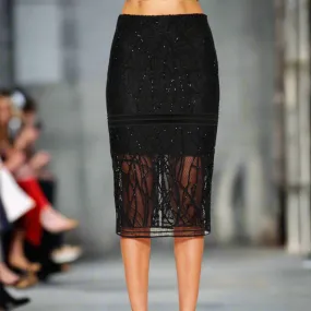 Bamboo Inspired Embroidered Pencil Skirt