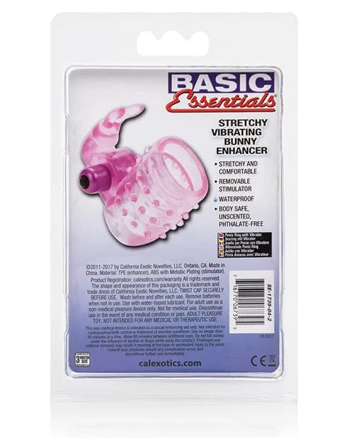 Basic Essentials Stretchy Vibrating Bunny Enhancer - Pink