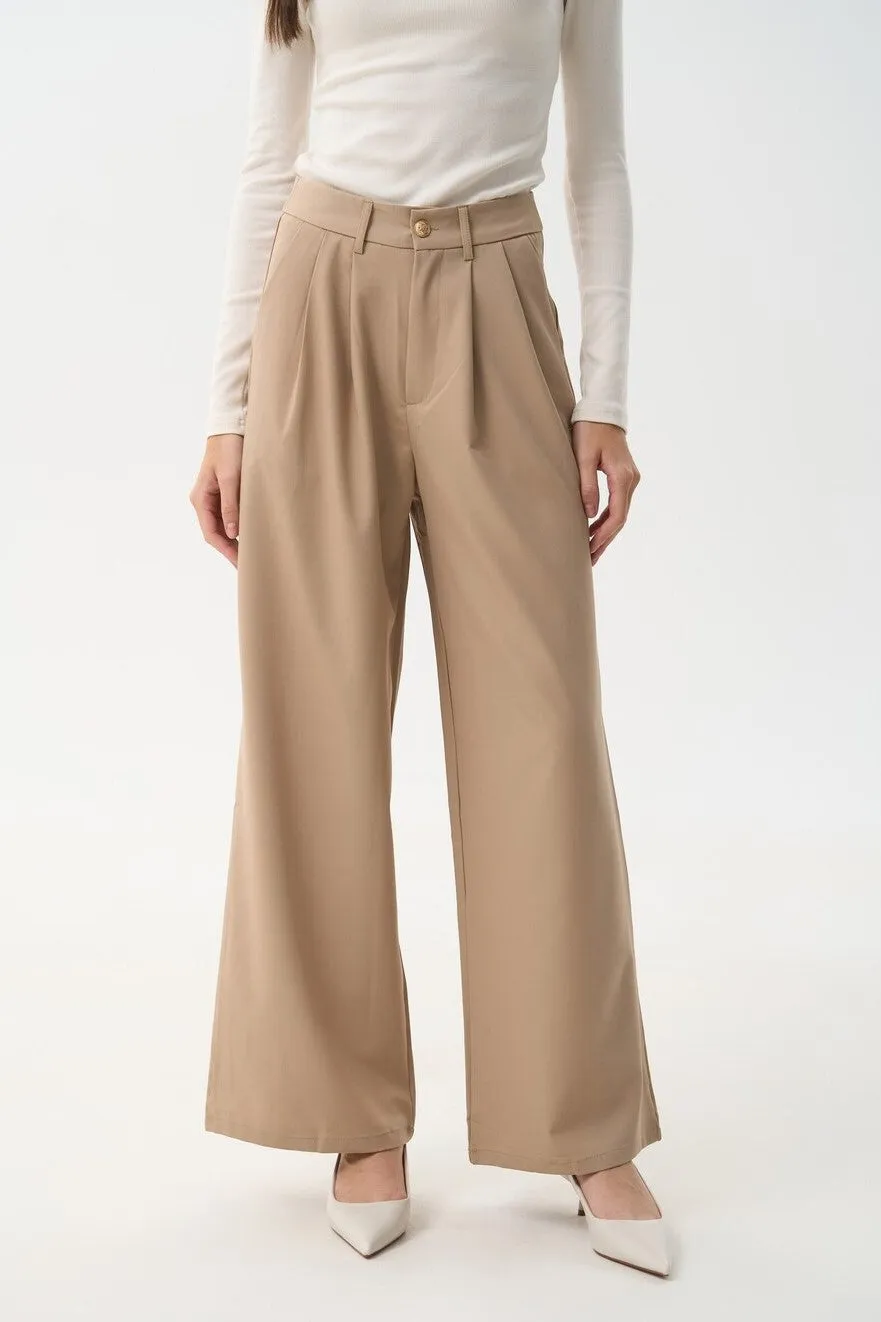 Beige Wide Leg Pants