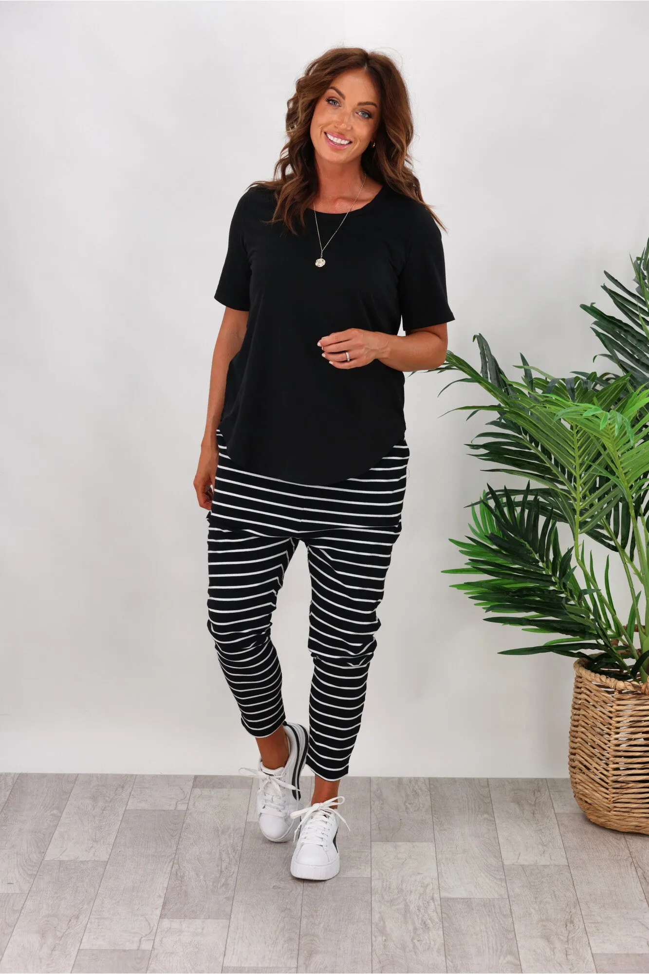 Betty Basics Jade Pants Black/White Stripe