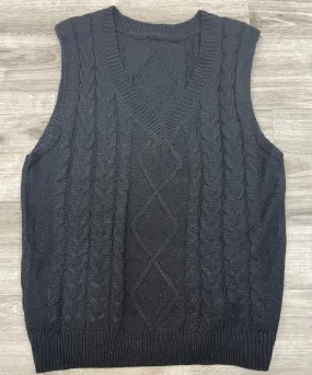 Black  Cable Knit V-Neck Vest