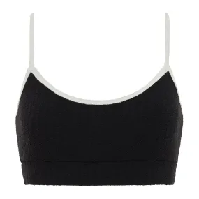 Black (Cream Binded) Terry Rib Simple Sport Top