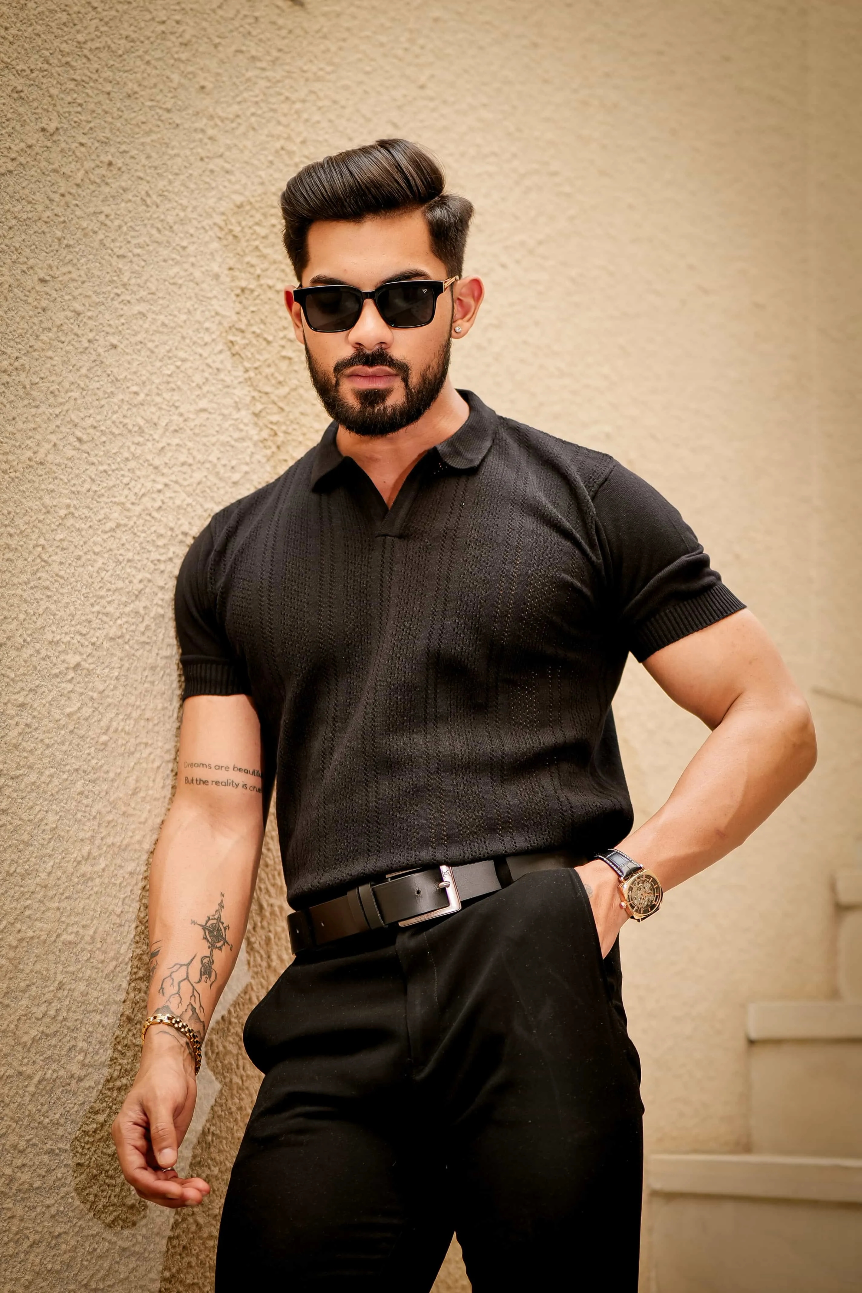 Black Designer Cotton Half Sleeve Premium T Shirt