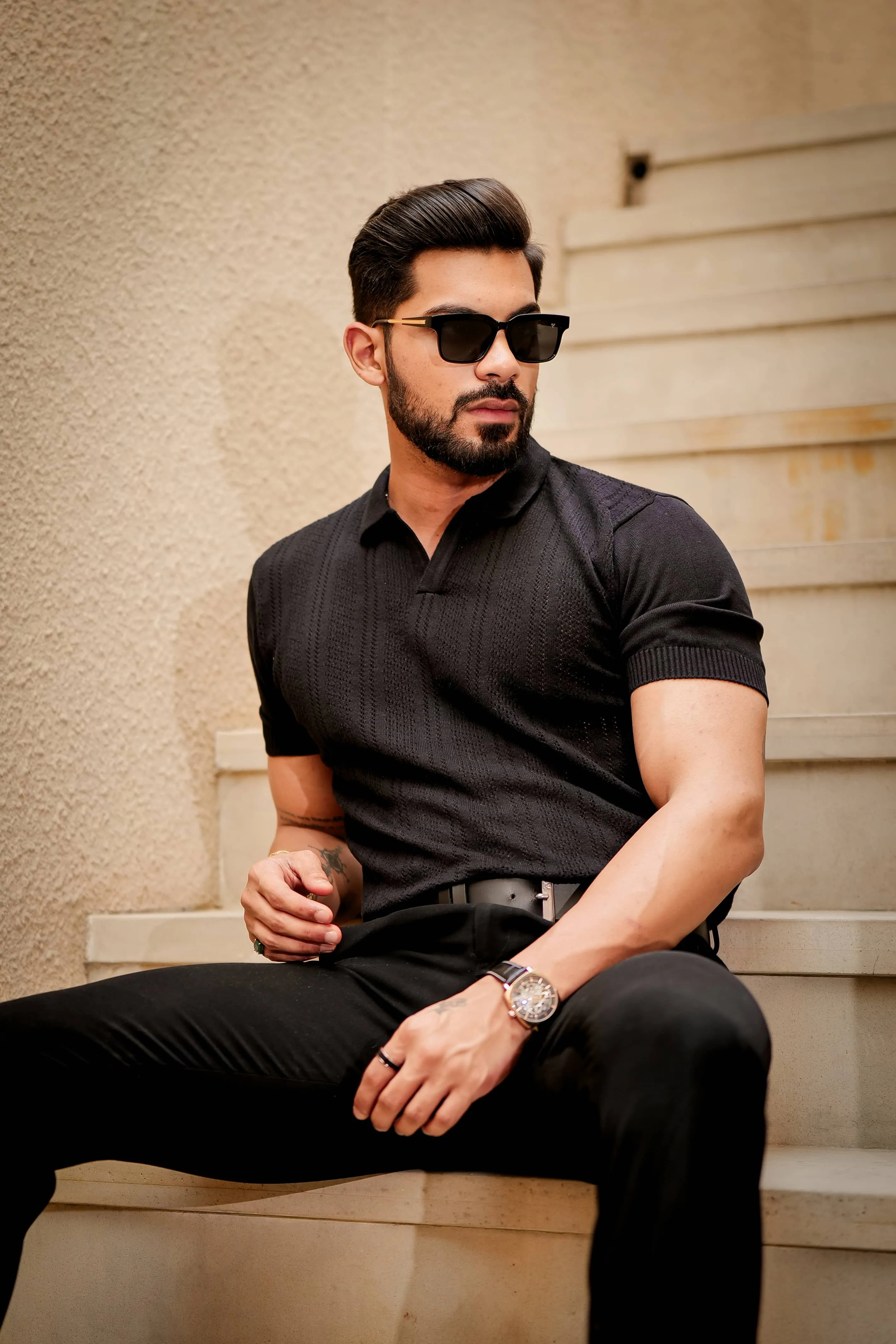 Black Designer Cotton Half Sleeve Premium T Shirt