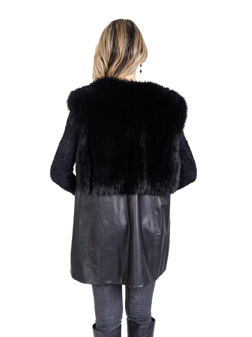 Black Fox Fur and Leather Vest