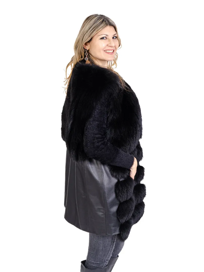 Black Fox Fur and Leather Vest