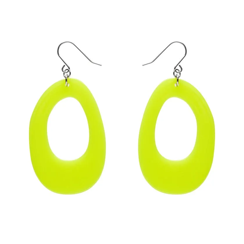 Bold Hoop Solid Drop Earrings - Neon Yellow