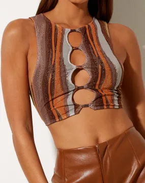 Britta Crop Top in Earthy Gradient