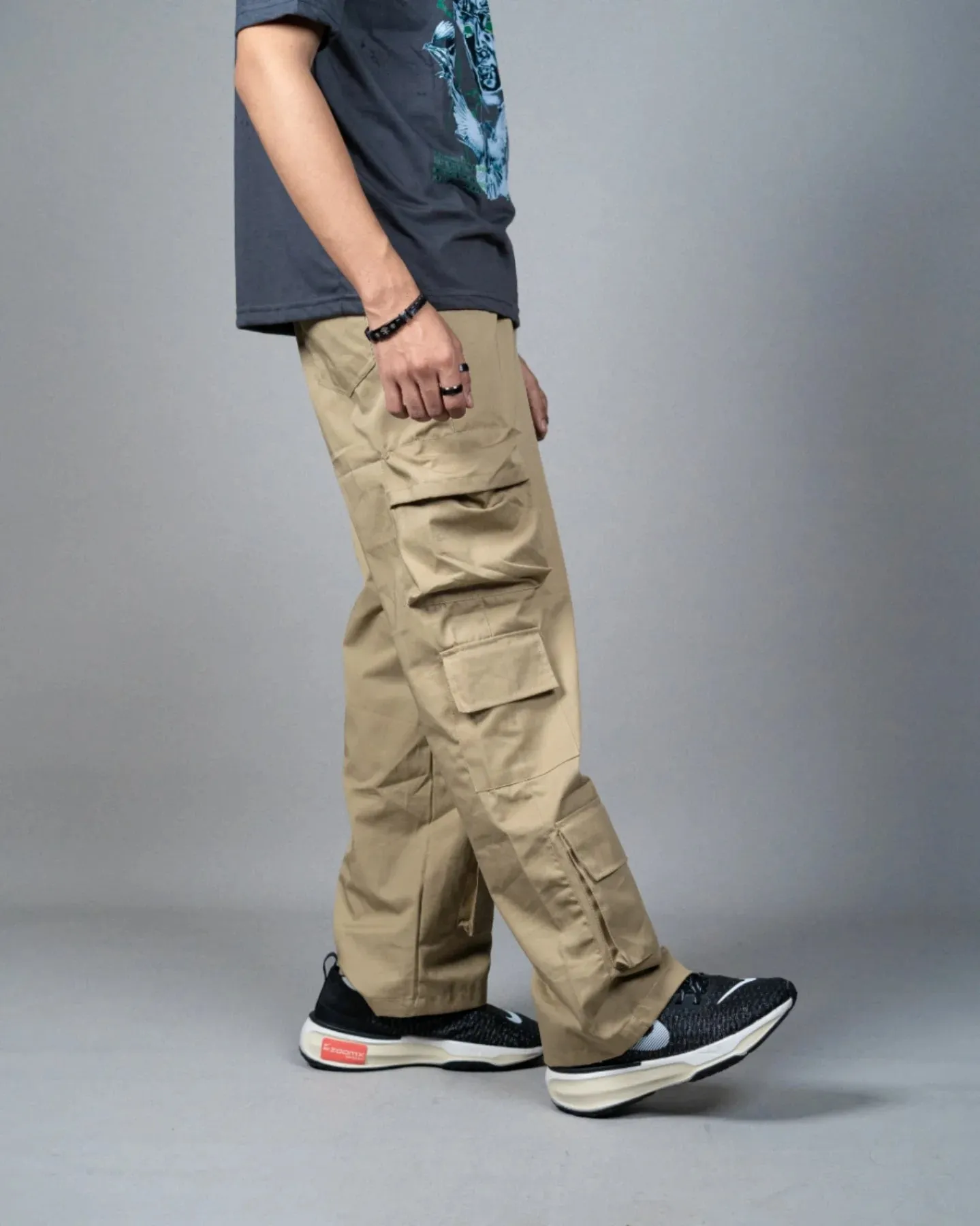 Camel Wide Multi Pocket Cargo Pant