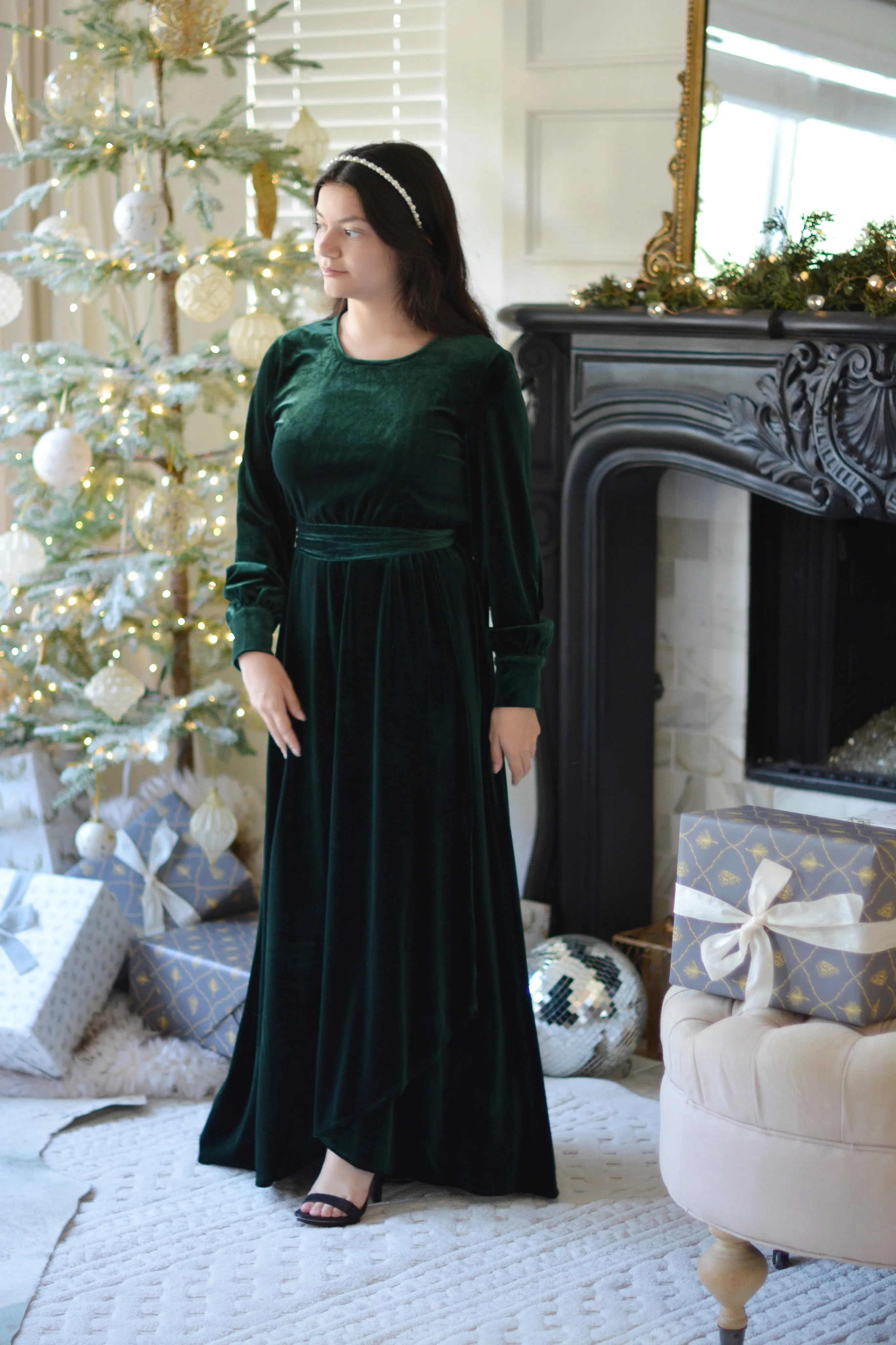 Cameo Emerald Green Velvet Maxi Dress