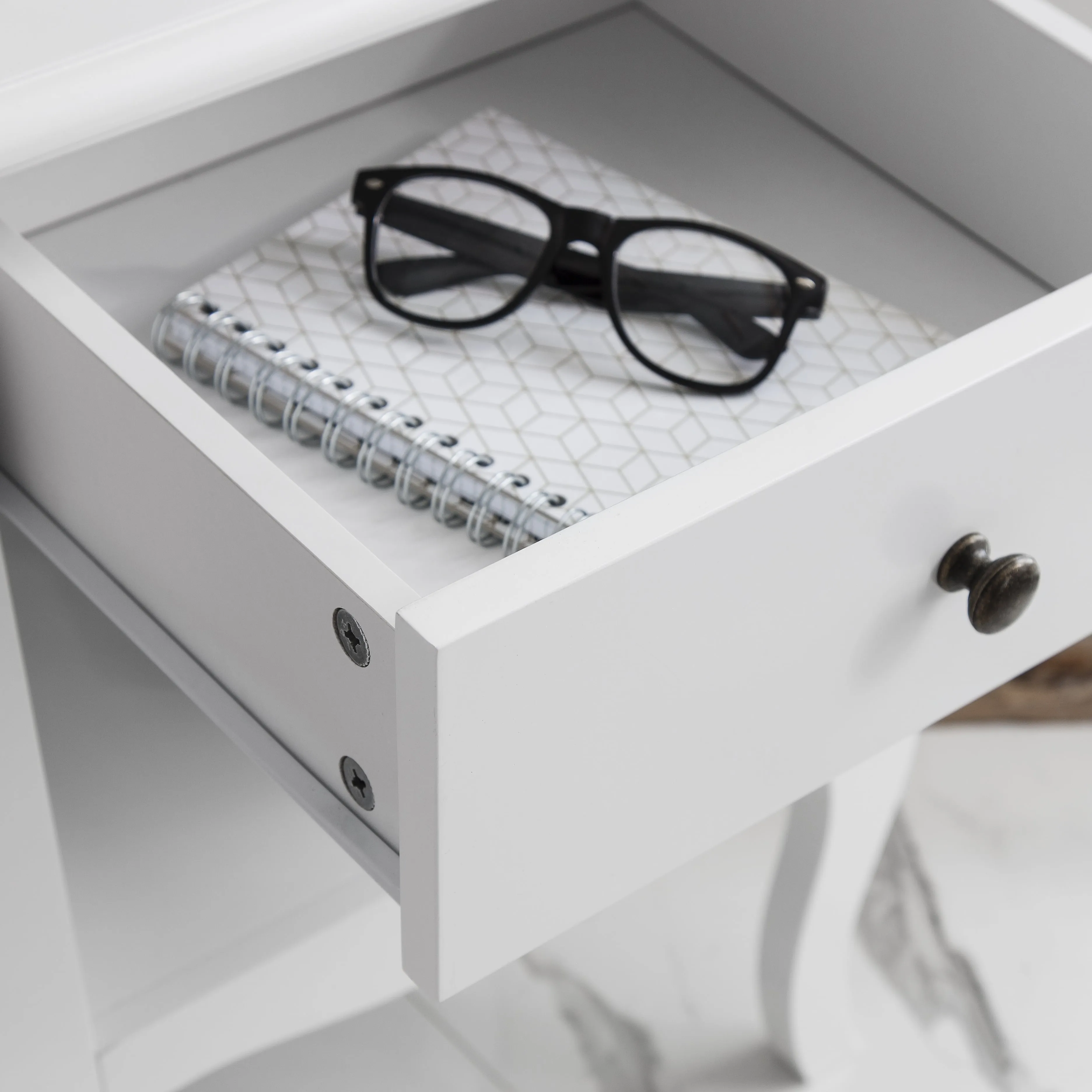 Camille Bedside Table 1 Drawer in Classic White