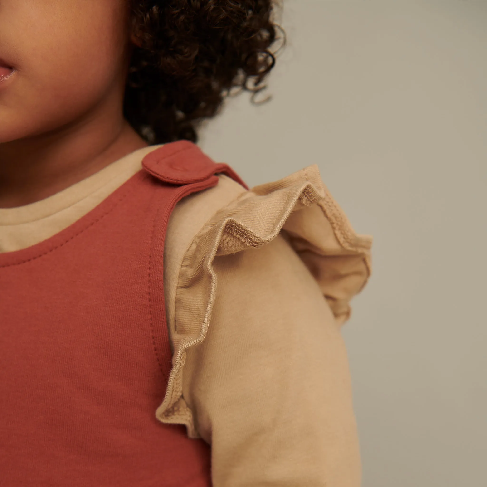 Caramel & Terracotta Dress, Ruffle T-Shirt & Cardigan Day Outfit