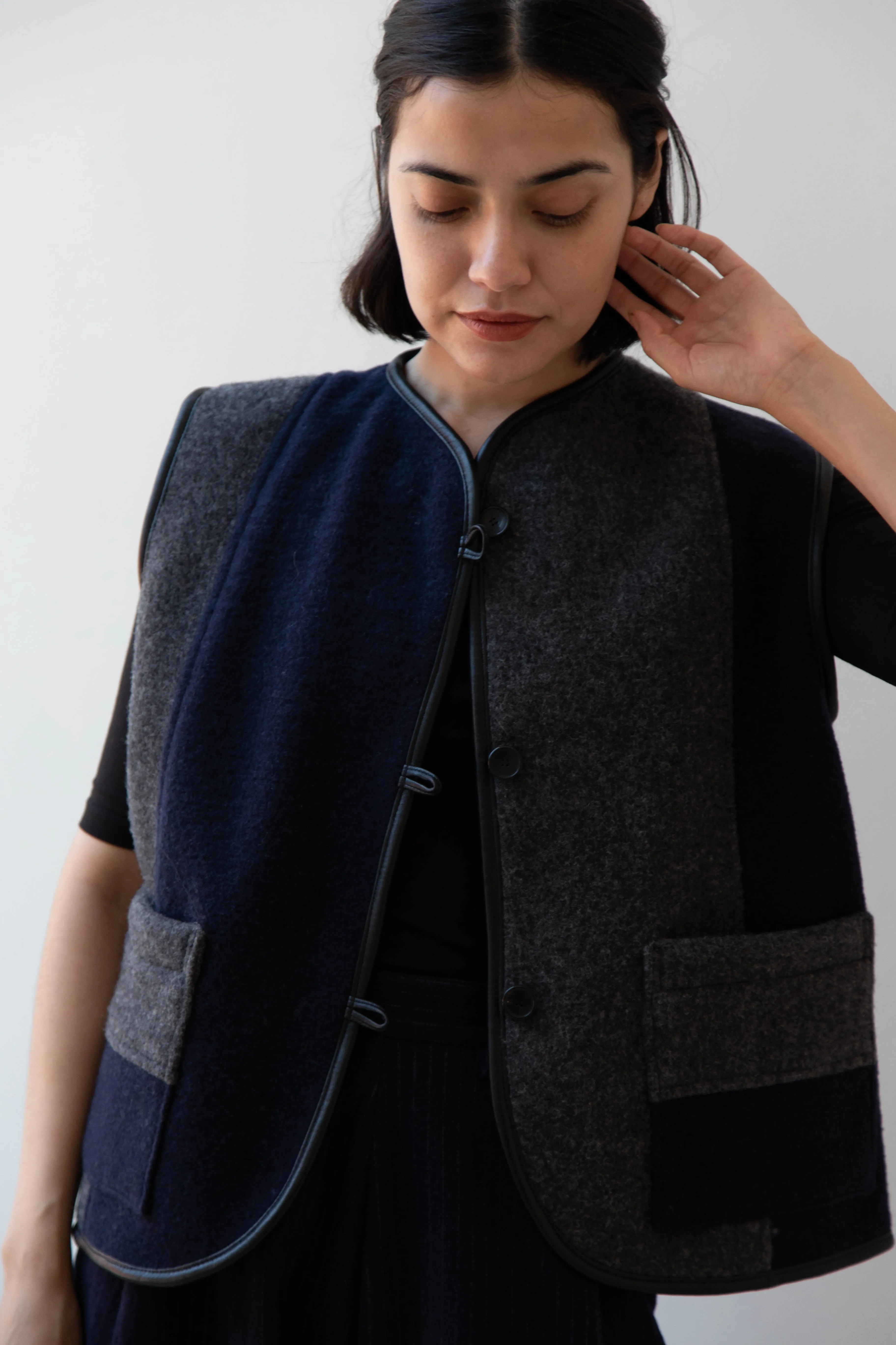 Cawley | Ella Vest in Boiled Wool