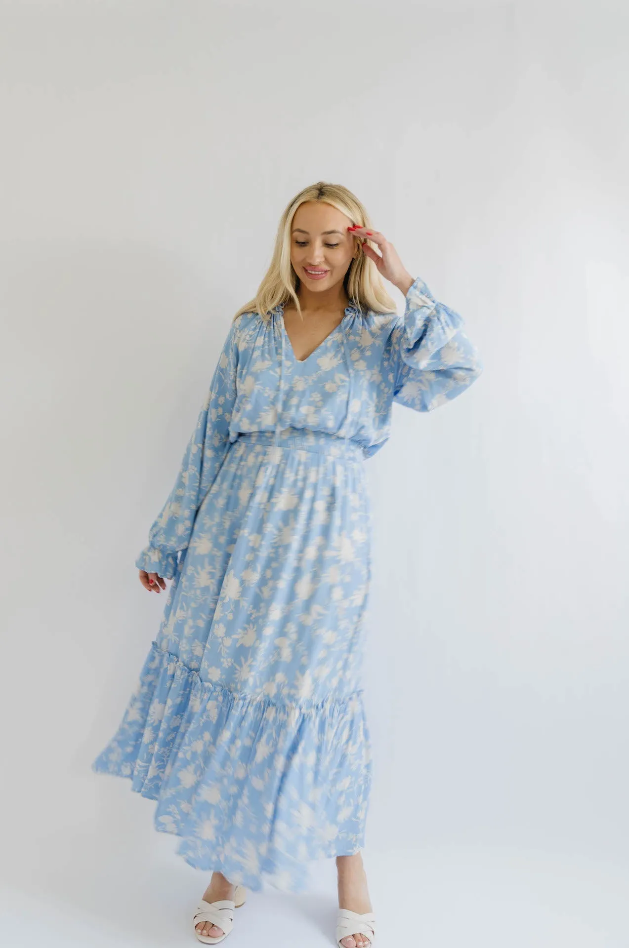 Charlize Floral Print Long Sleeve Maxi Dress