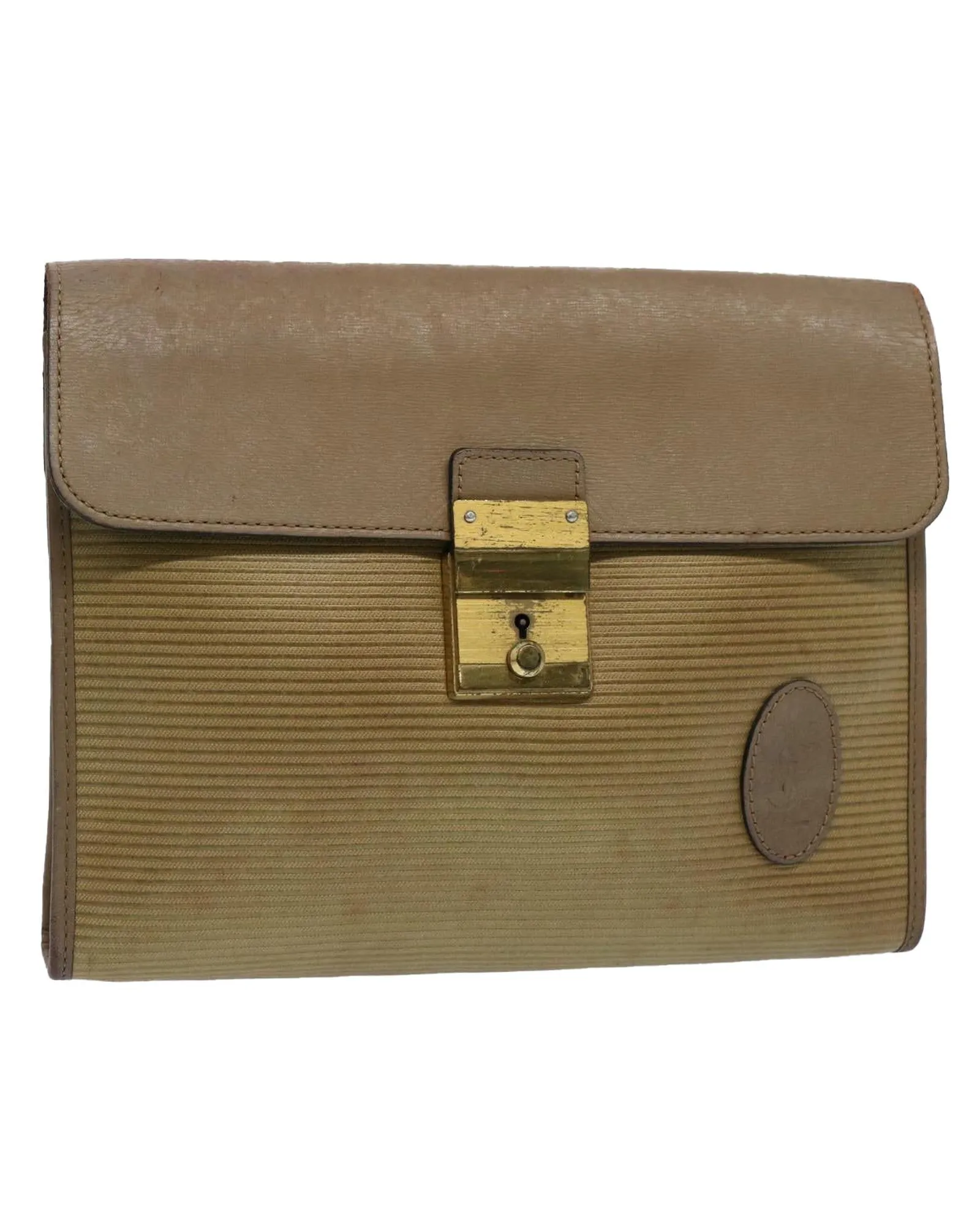 Chic Beige Leather Clutch Bag