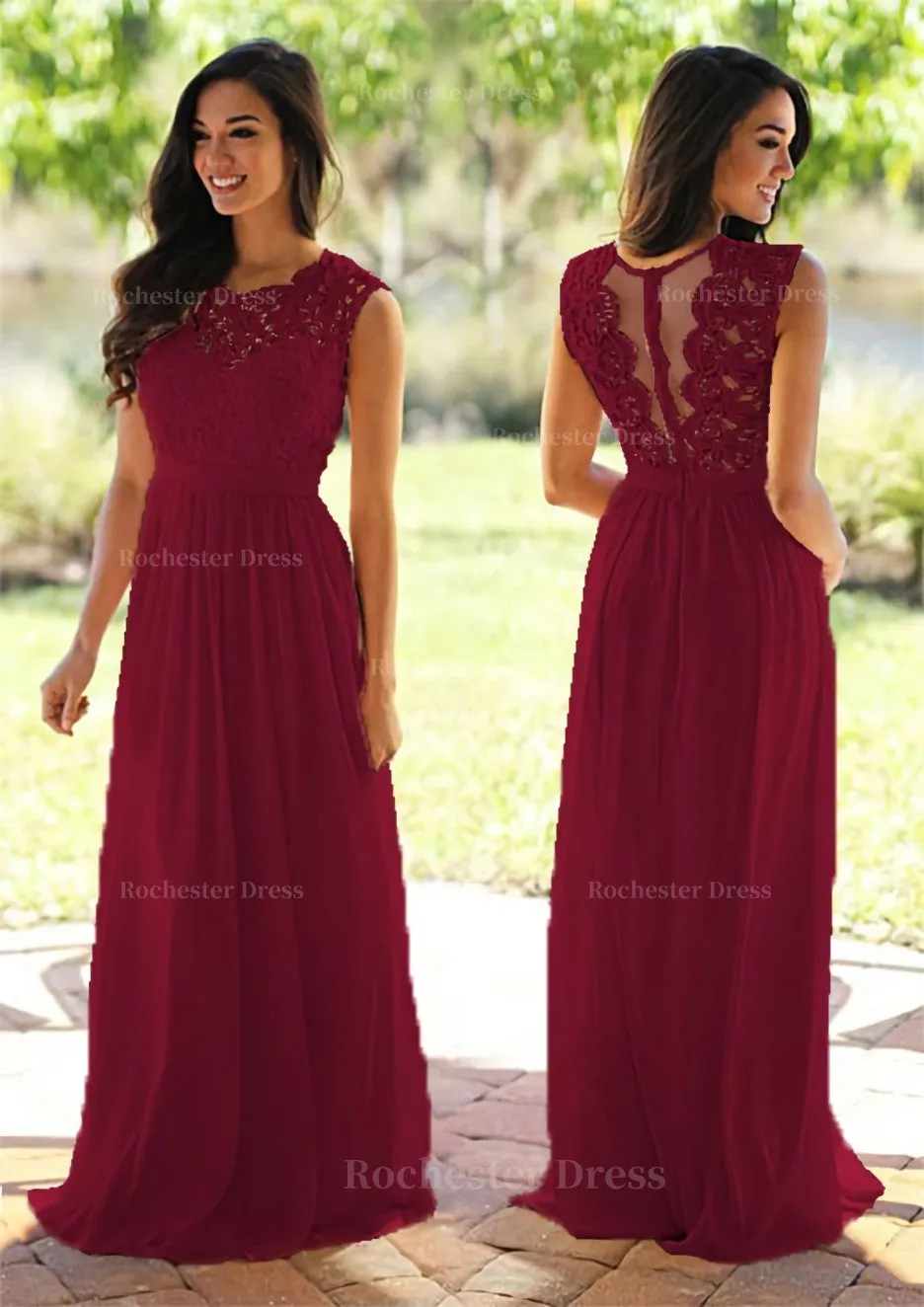 Chiffon Long/Floor-Length A-Line/Princess Sleeveless Bateau Zipper Prom Dress With Appliqued