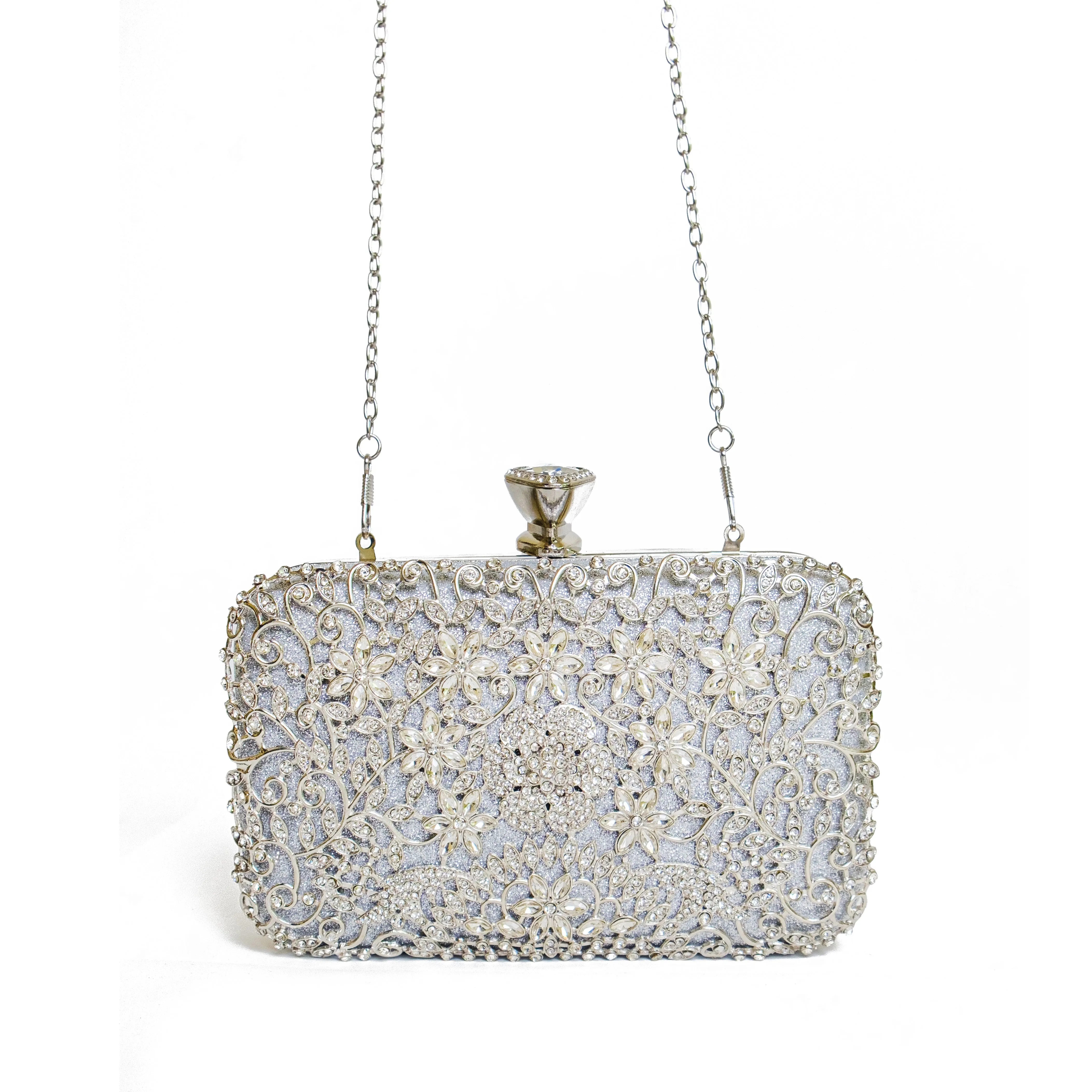 Chokore Embellished Evening Clutch/Handbag (Silver)