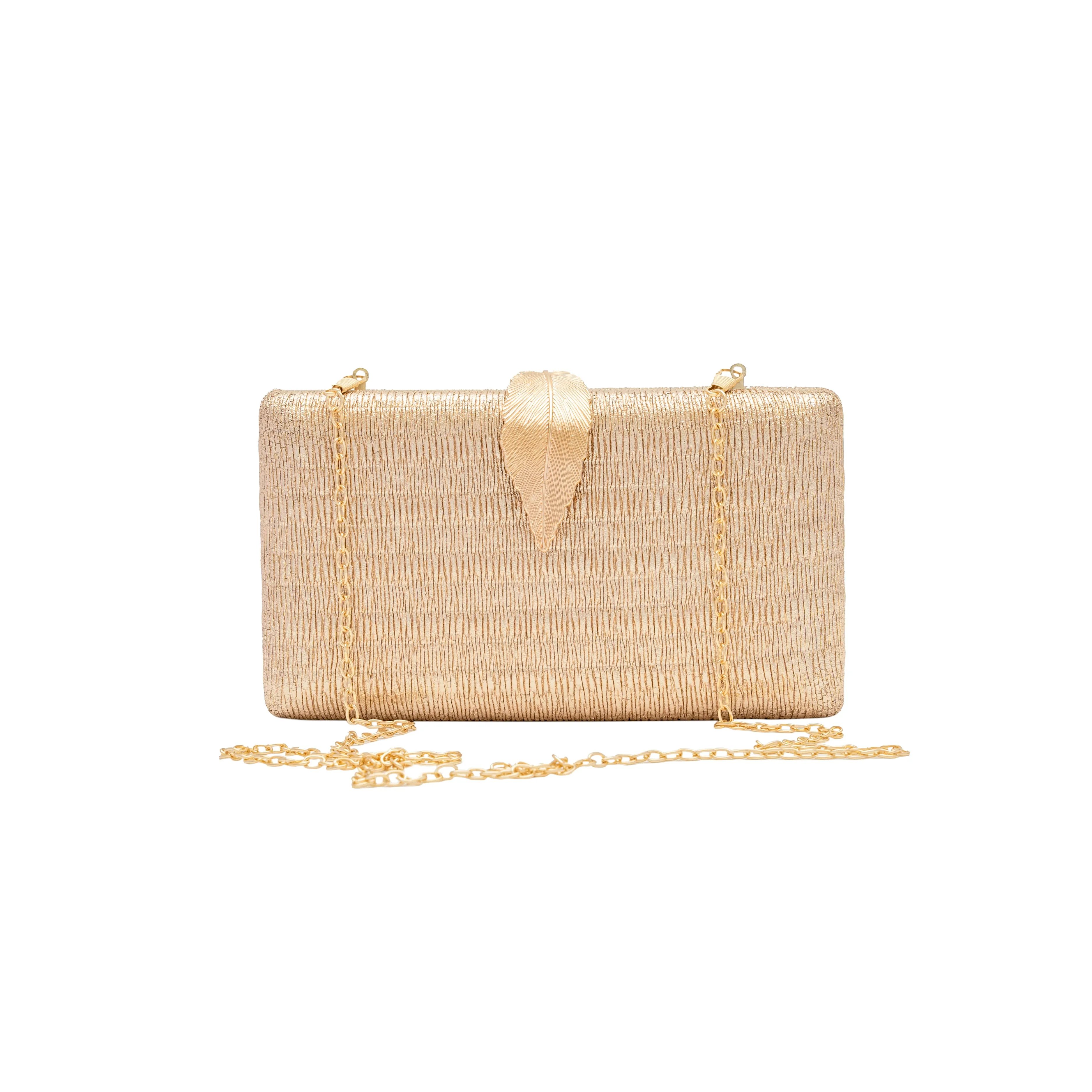 Chokore Shimmery Leaf Clutch/Handbag (Champagne)