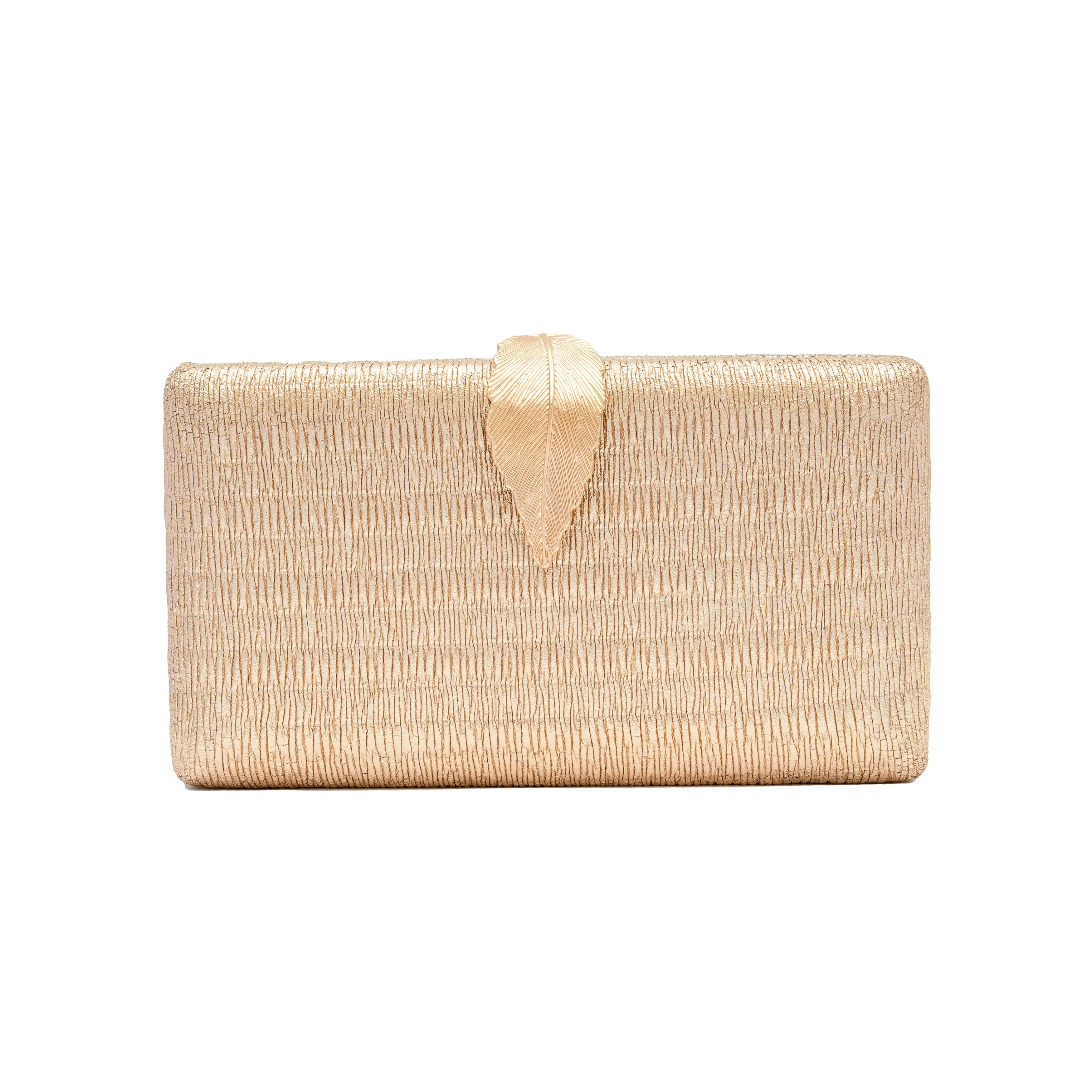 Chokore Shimmery Leaf Clutch/Handbag (Champagne)