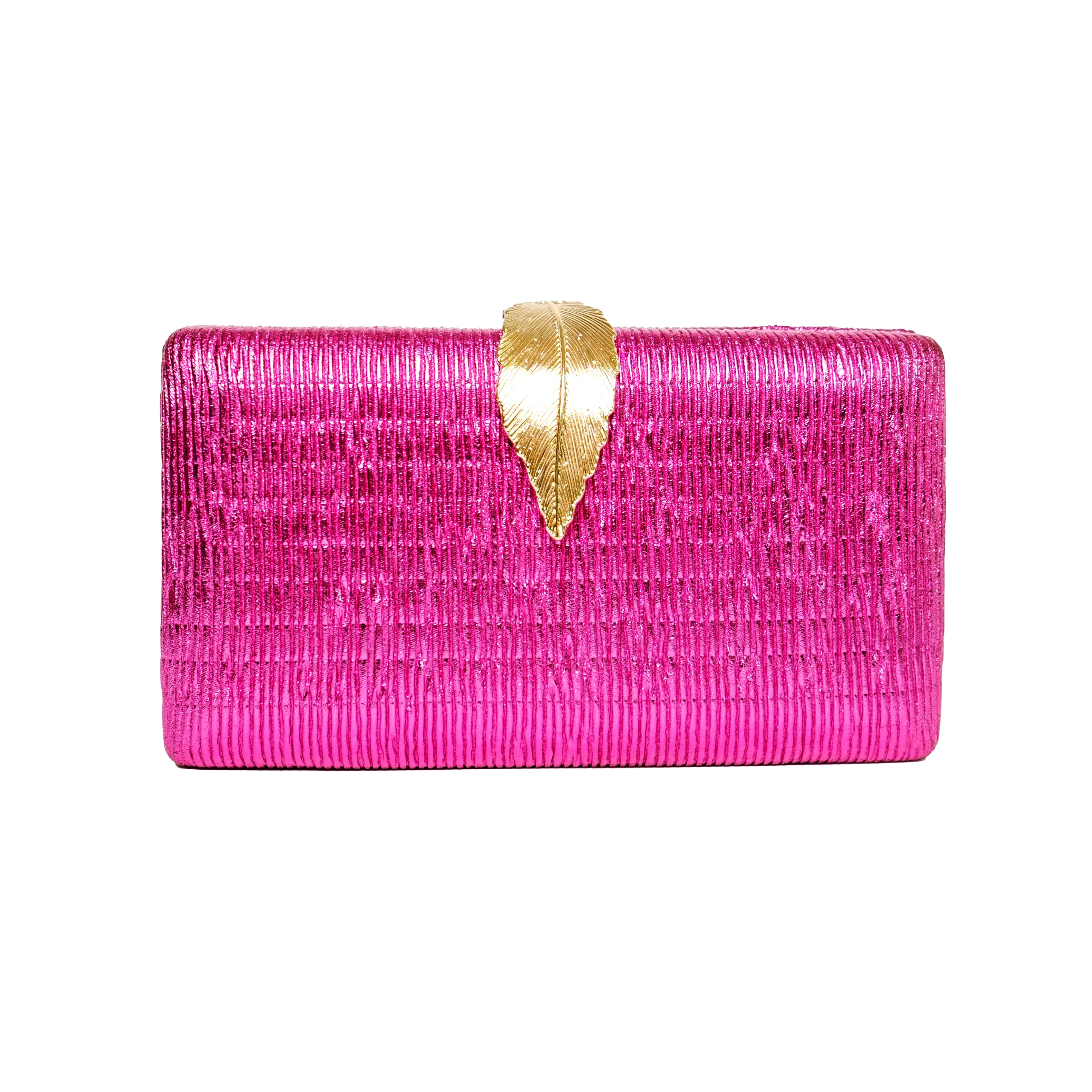 Chokore Shimmery Leaf Clutch/Handbag (Pink)