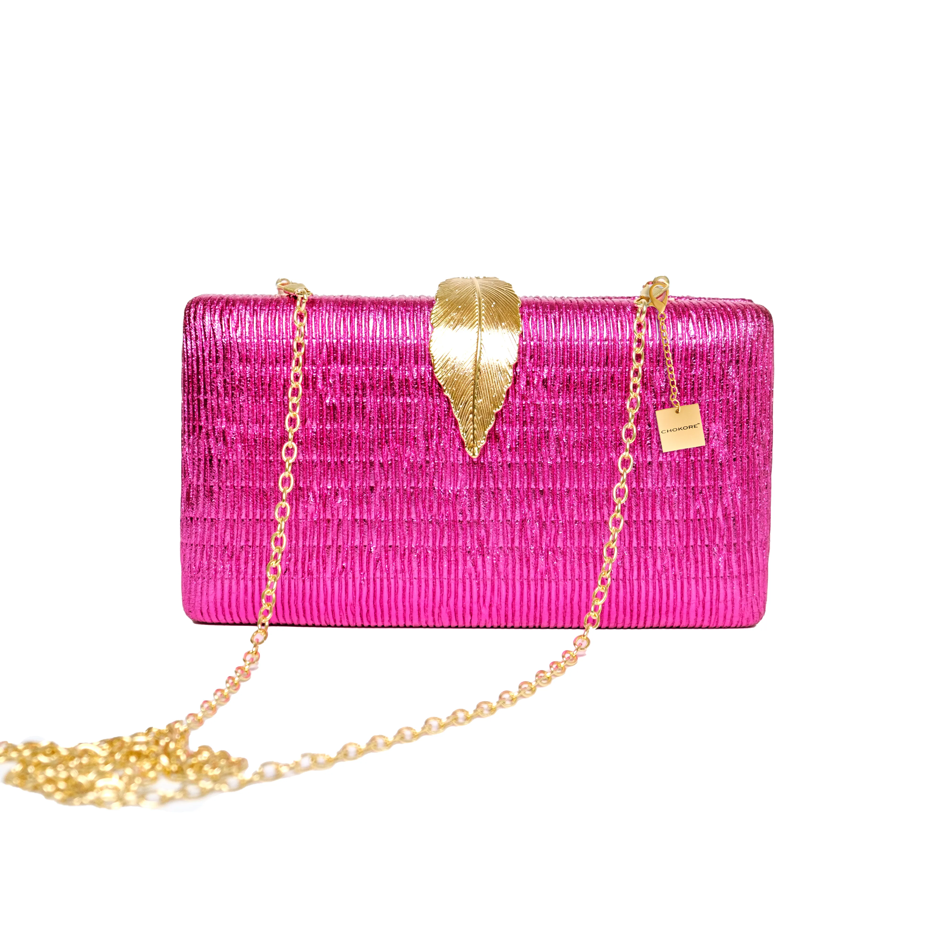 Chokore Shimmery Leaf Clutch/Handbag (Pink)