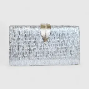 Chokore Shimmery Leaf Clutch/Handbag (Silver)