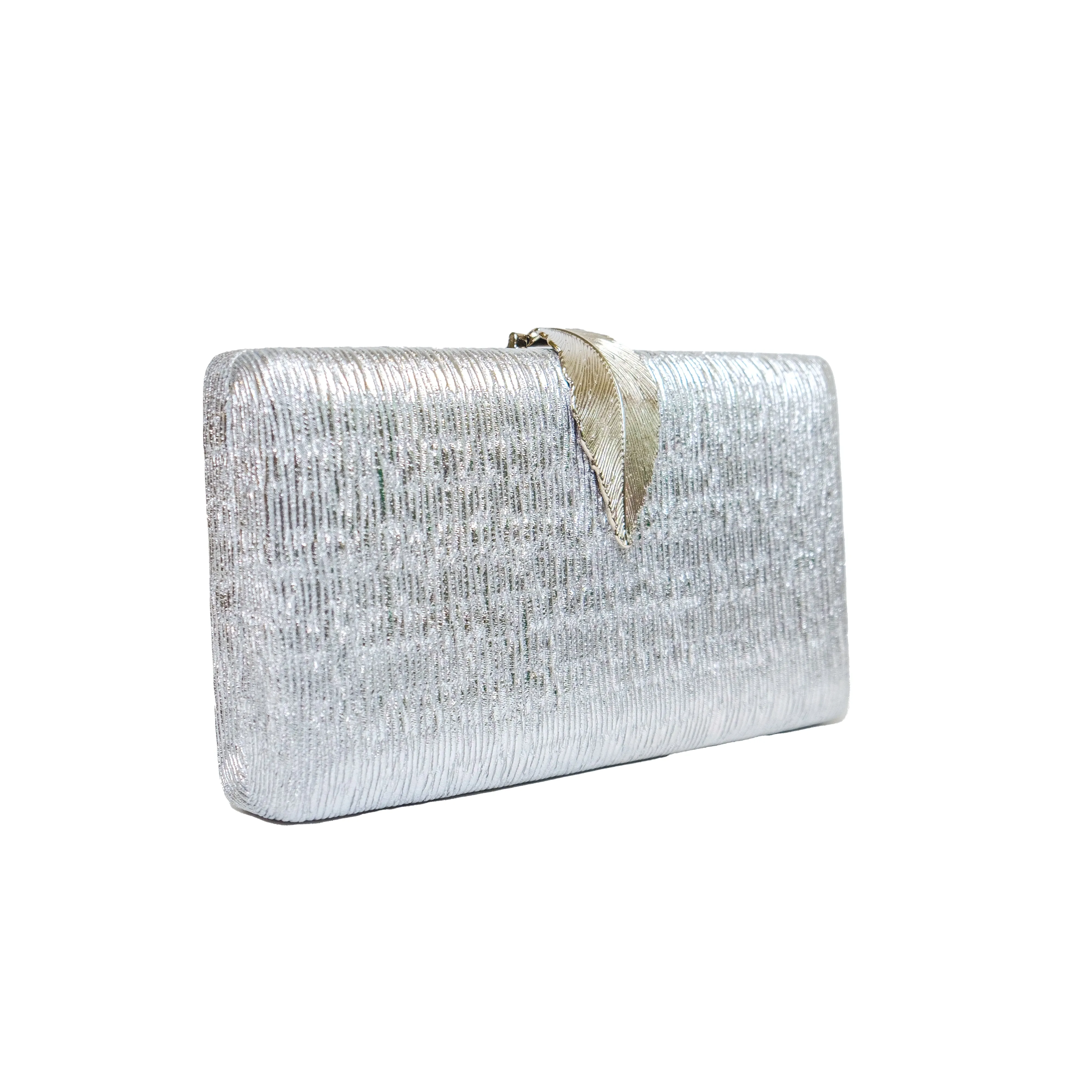 Chokore Shimmery Leaf Clutch/Handbag (Silver)