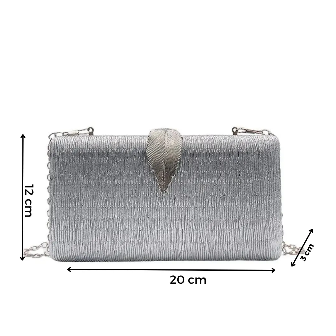 Chokore Shimmery Leaf Clutch/Handbag (Silver)