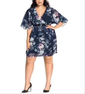 City Chic Women's Mysterious Floral Dress Navy Size X-Small