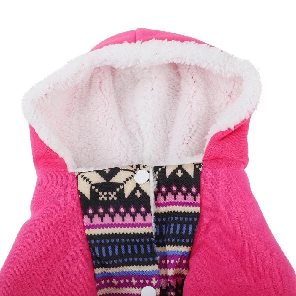 Classic Snowflakes With Ethnic Lining Puppy Jacket