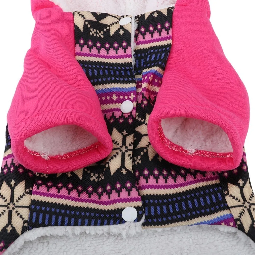 Classic Snowflakes With Ethnic Lining Puppy Jacket