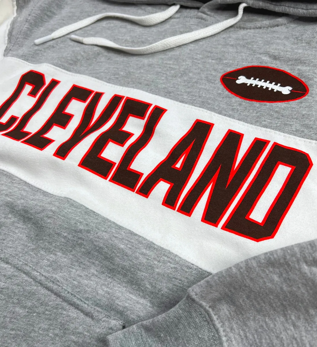 Cleveland Football Grey Stripe Hooded Sweatshirt