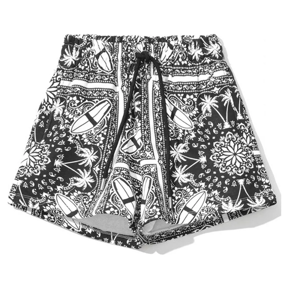 Comme Des Fuckdown Chic Monochrome Palms Cotton Shorts