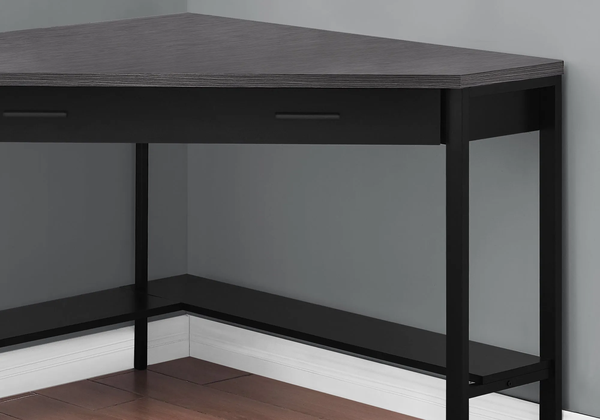 Computer Desk - 42"L / Black / Grey Top Corner / Black