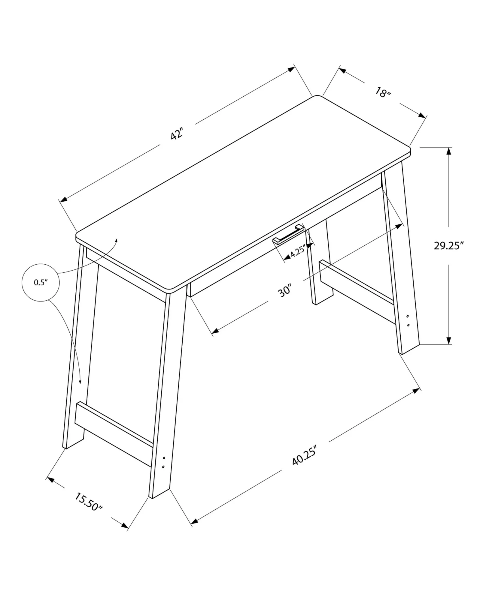 Computer Desk - 42"L / Cappuccino With A Storage Drawer