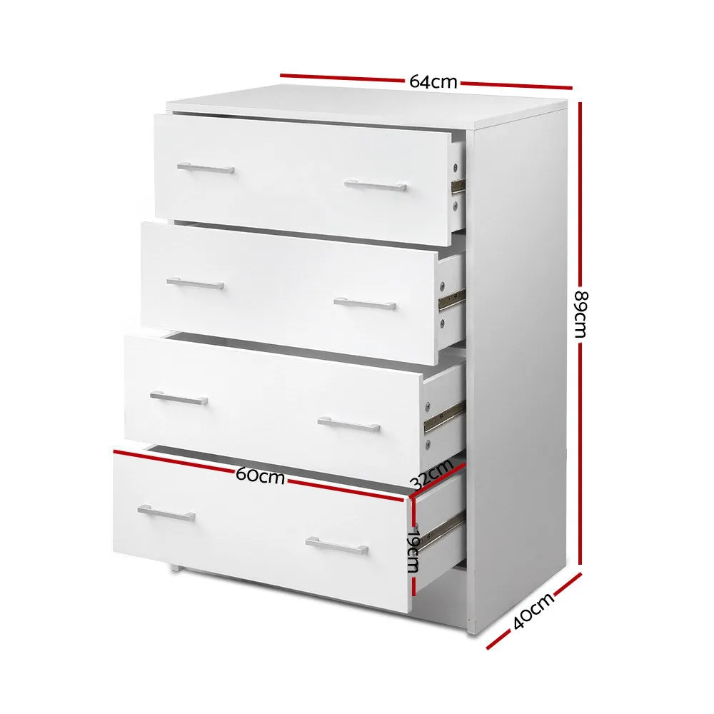 Contemporary 4-Drawer Tallboy, Anti-Rust Metal Runners - Artiss