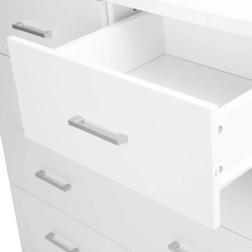 Contemporary 6 Drawer Tallboy, White Finish - Artiss