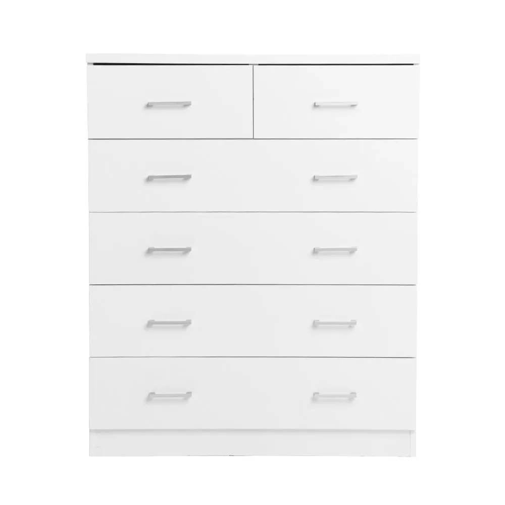 Contemporary 6 Drawer Tallboy, White Finish - Artiss