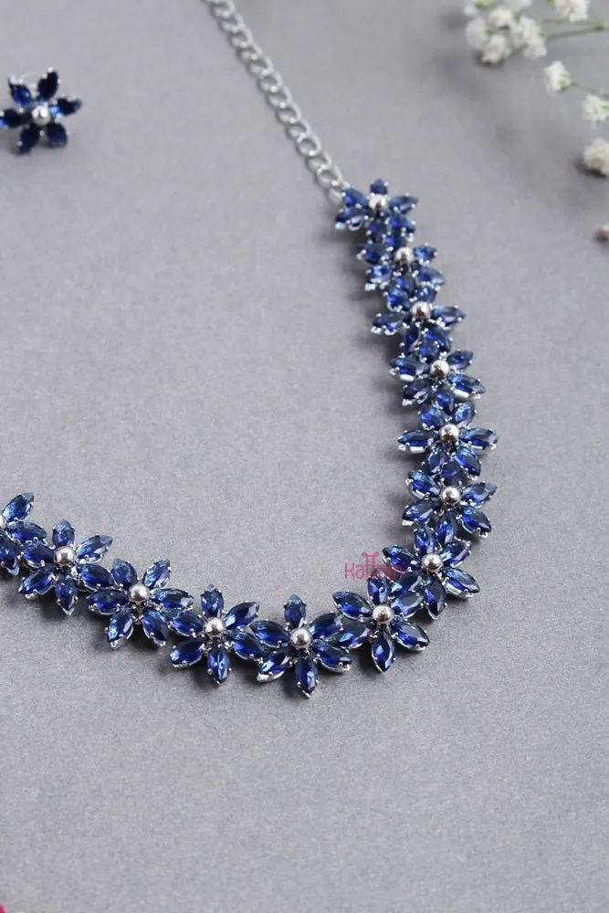 Contemporary Blue Floral Choker