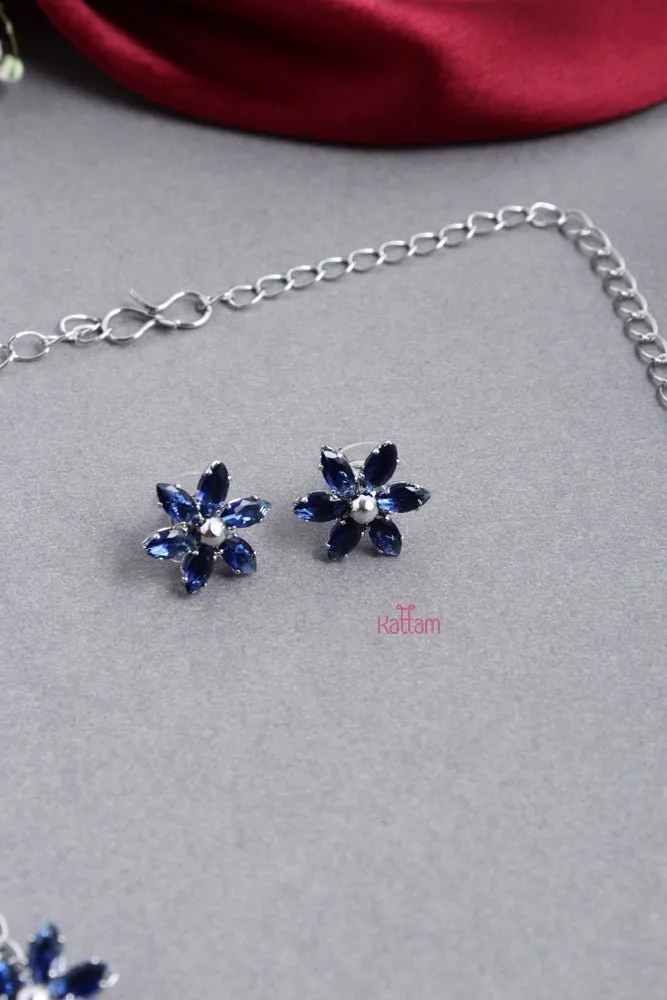 Contemporary Blue Floral Choker