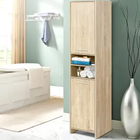 Contemporary Oak Tall Bathroom Storage Cabinet, Artiss